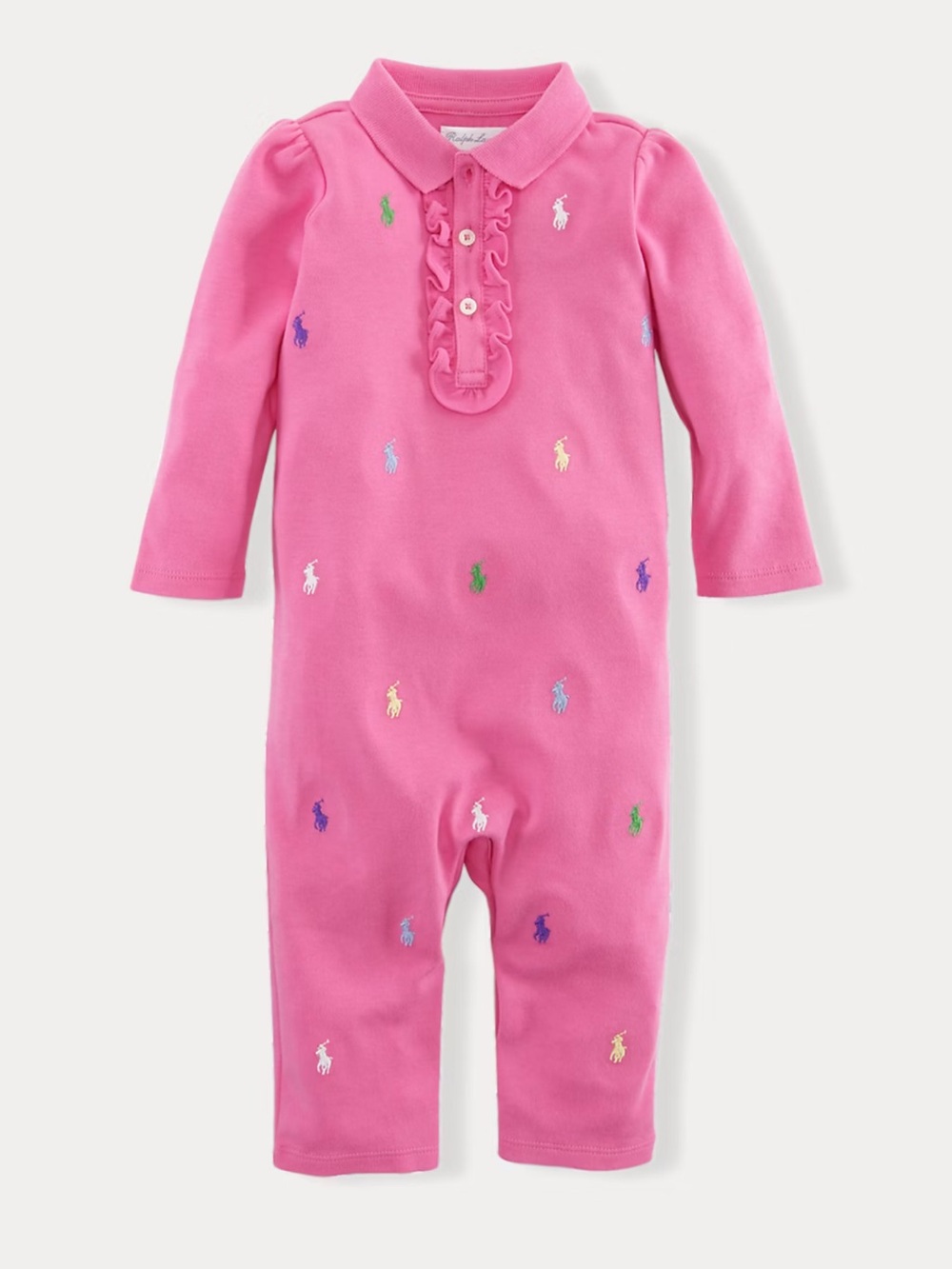 Ralph Lauren Baby Girl Pony Cotton Pink Coverall 9 Months Embroidery Pony’s